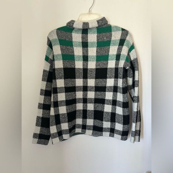 Christian Soriano black white and green plaid turtleneck sweater XS - Picture 5 of 8
